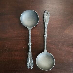 Pewter Vintage 🥄🥄 German Wedding Spoons Biedermeier Pair Set of 2 EUC $30